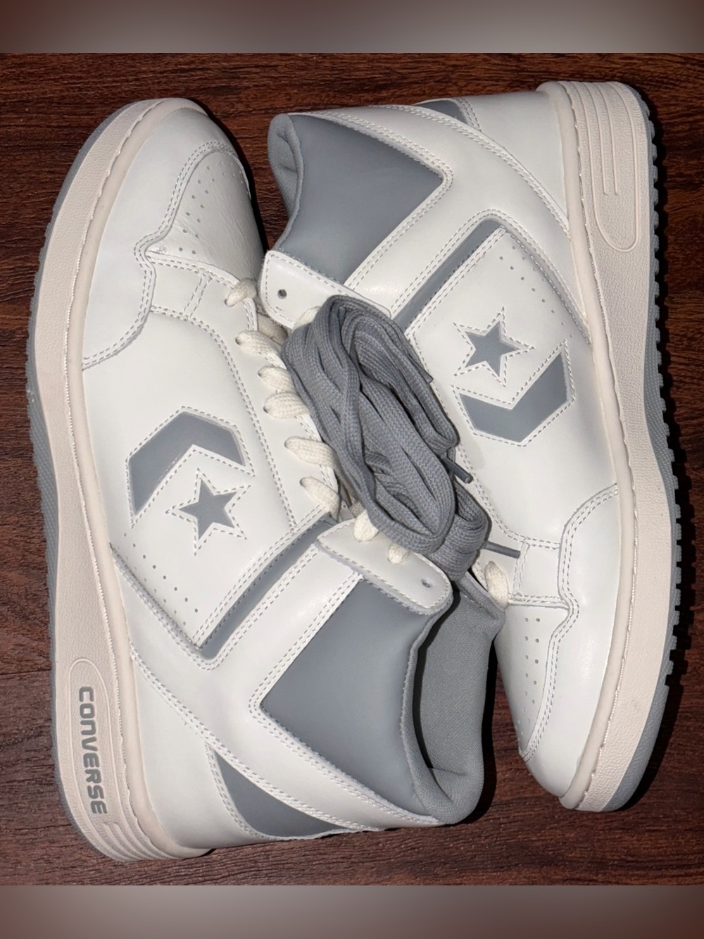 Converse White and Gray High-Top Sneakers size 13